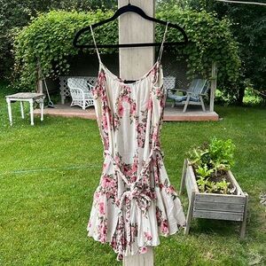 Vici 100% Cotton floral sundress with braided belt - small